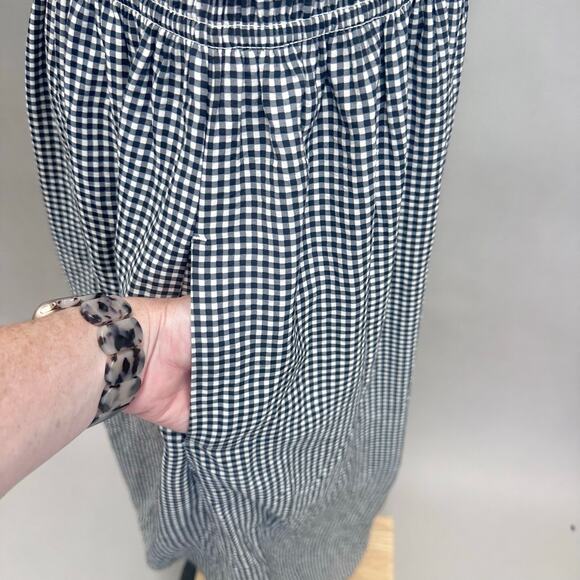 Abercrombie & Fitch Smocked Tie-Front Maxi Dress black/white gingham size Large - Picture 10 of 16